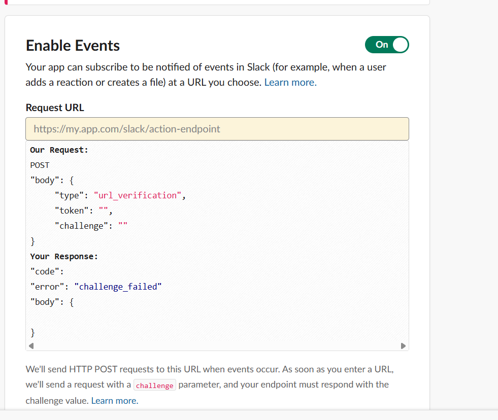Event subscriptions page
